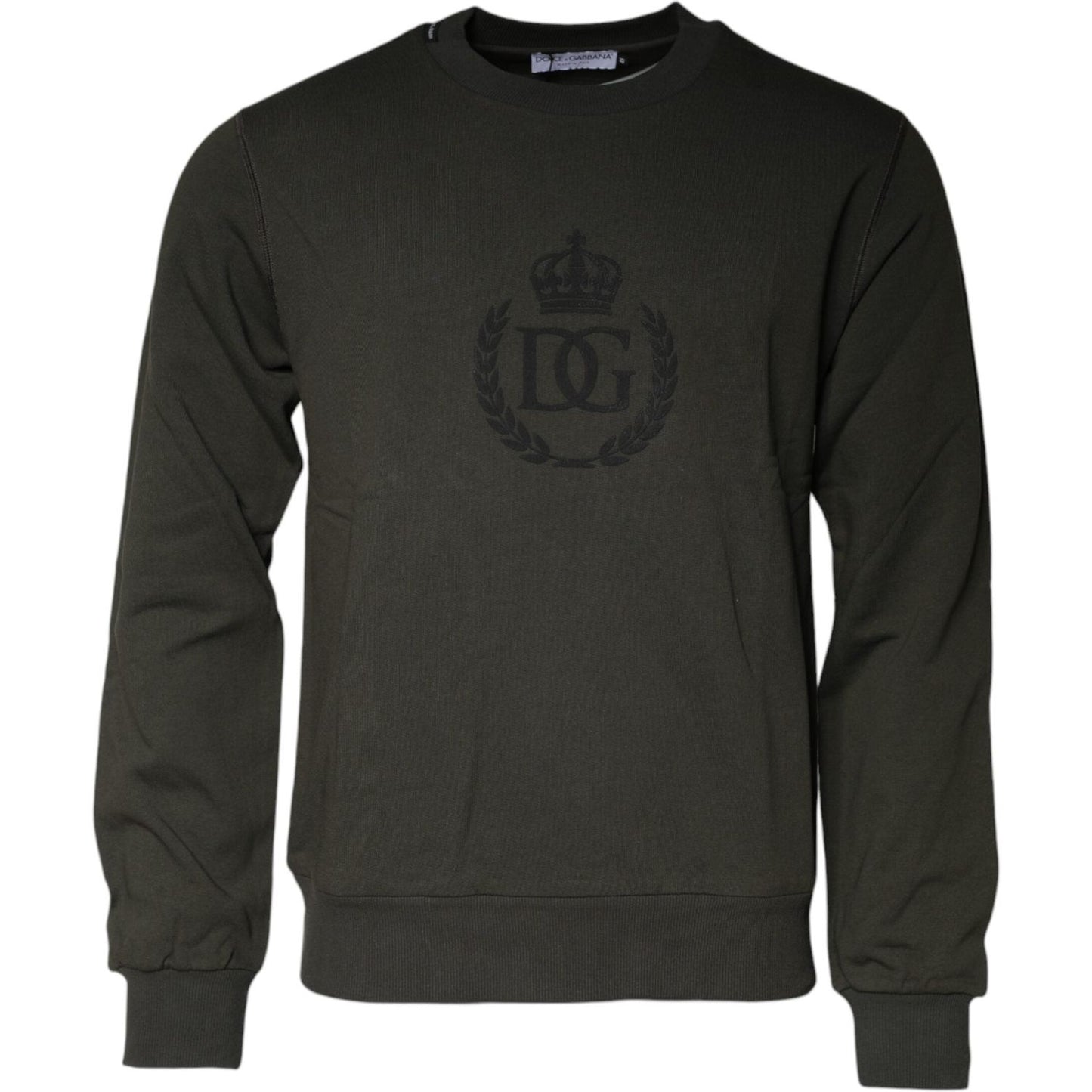 Dolce & Gabbana Army Green Crown Cotton Sweatshirt Sweater Dolce & Gabbana Dark Slate Gray