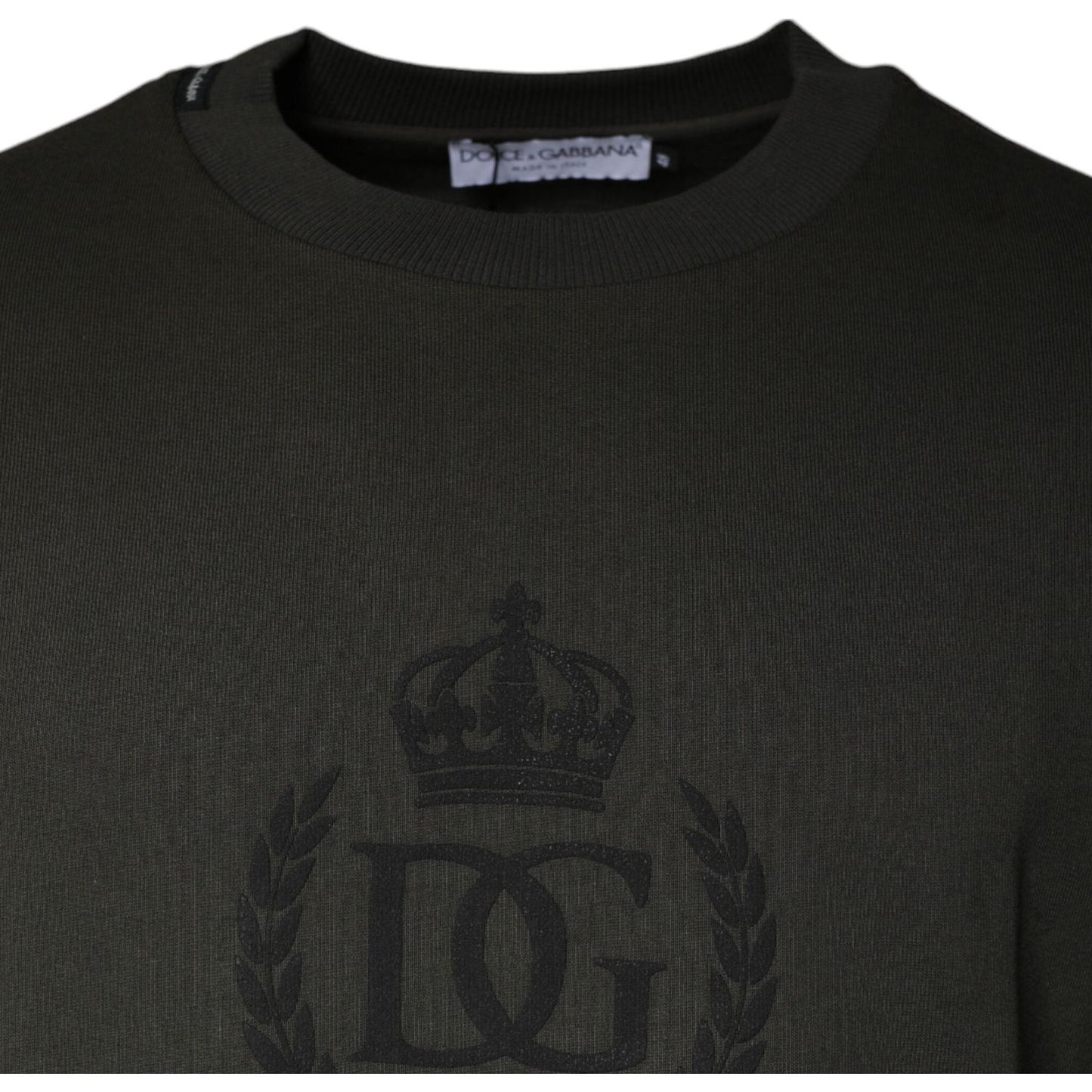 Dolce & Gabbana Army Green Crown Cotton Sweatshirt Sweater Dolce & Gabbana Dark Slate Gray