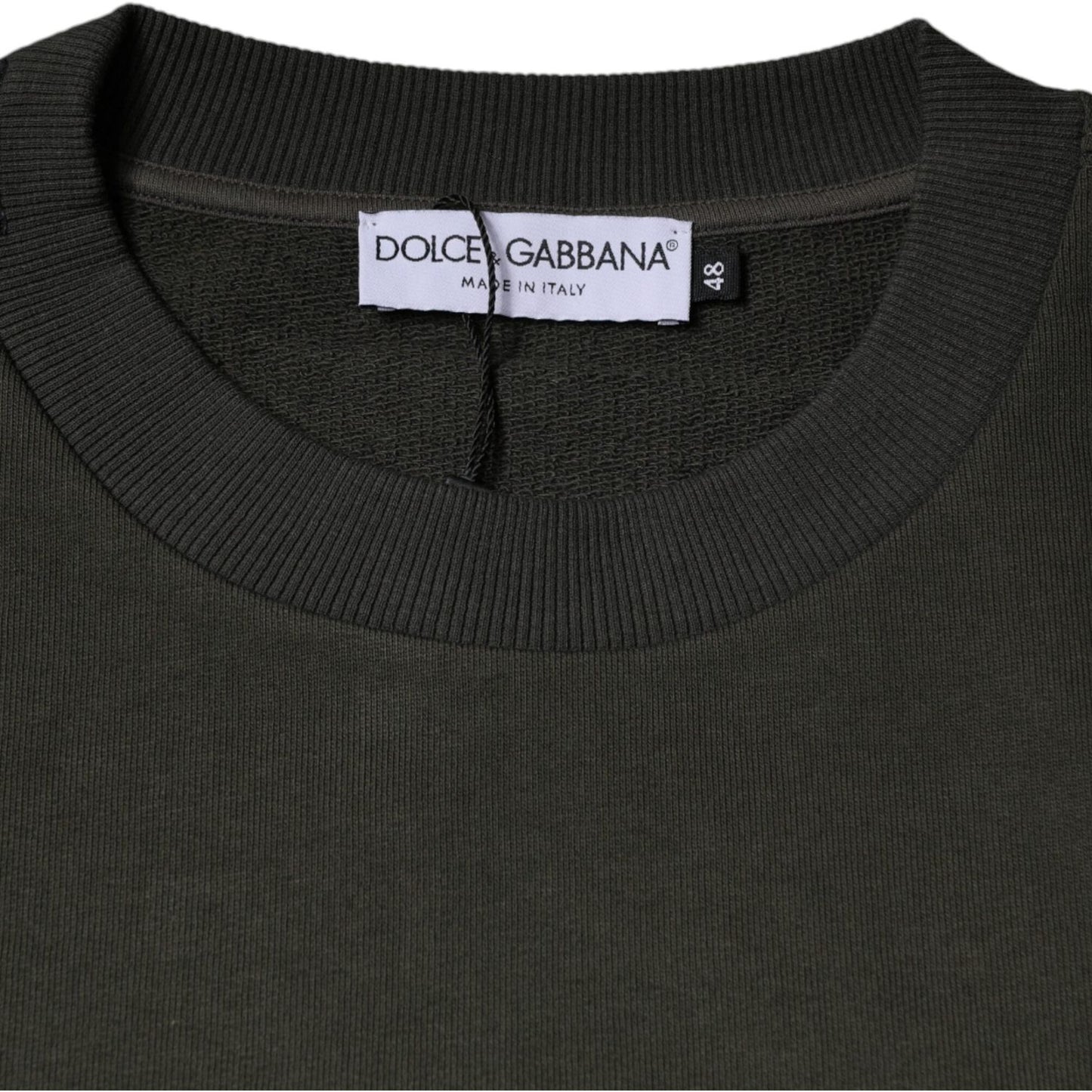 Dolce & Gabbana Army Green Crown Cotton Sweatshirt Sweater Dolce & Gabbana Dark Slate Gray