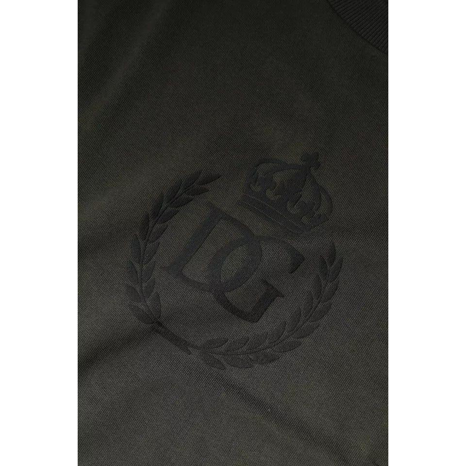 Dolce & Gabbana Army Green Crown Cotton Sweatshirt Sweater Dolce & Gabbana Dark Slate Gray