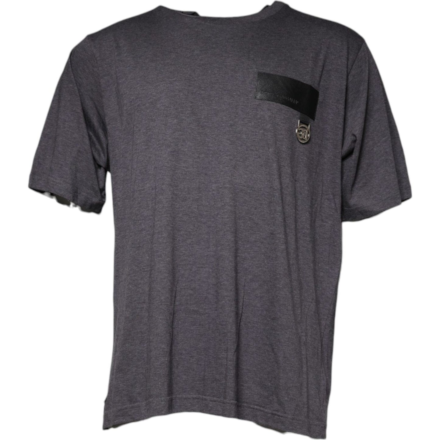 Dolce & Gabbana Gray Logo Patch Cotton Crew Neck T-shirt Dolce & Gabbana Dark Slate Gray