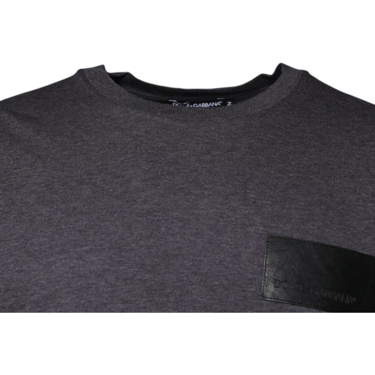 Dolce & Gabbana Gray Logo Patch Cotton Crew Neck T-shirt Dolce & Gabbana Dark Slate Gray