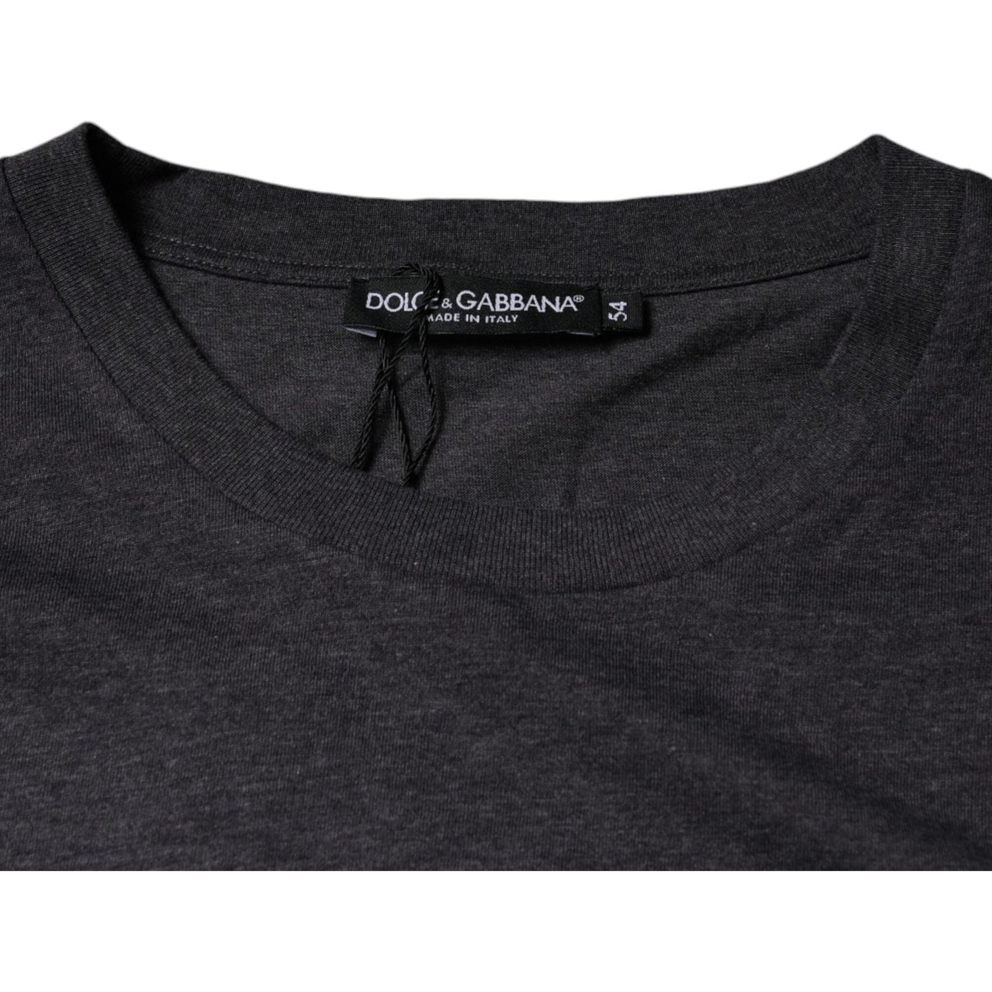 Dolce & Gabbana Gray Logo Patch Cotton Crew Neck T-shirt Dolce & Gabbana Dark Slate Gray