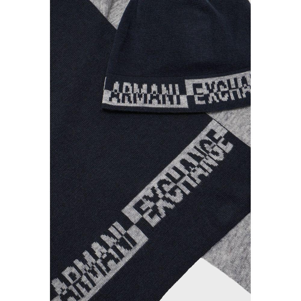 Armani Exchange Blue Wool Scarf Armani Exchange Black