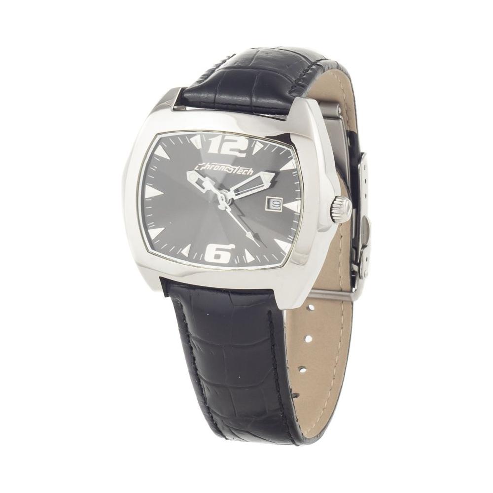 Chronotech Black Leather Watch Chronotech Dark Gray