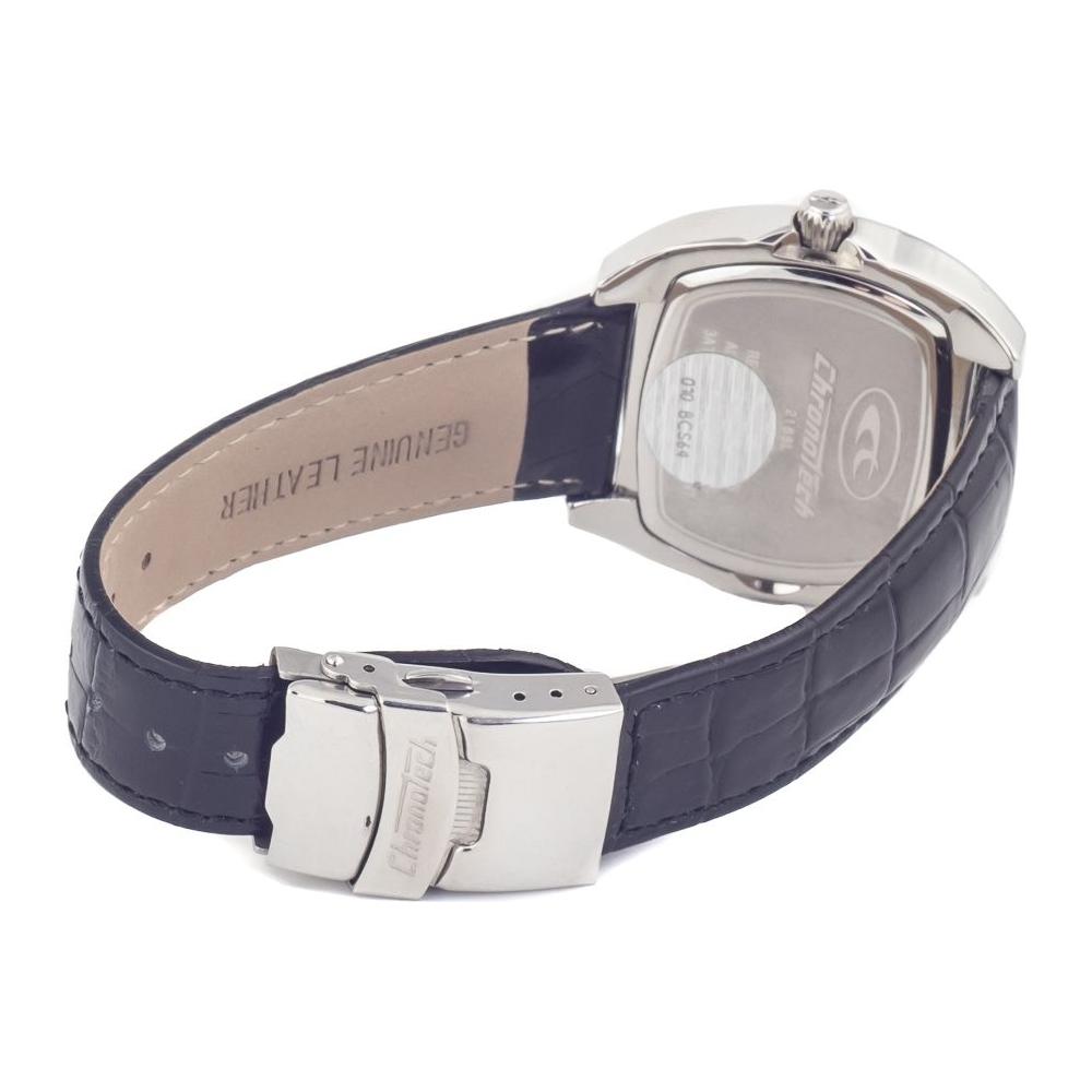 Chronotech Black Leather Watch Chronotech Gray
