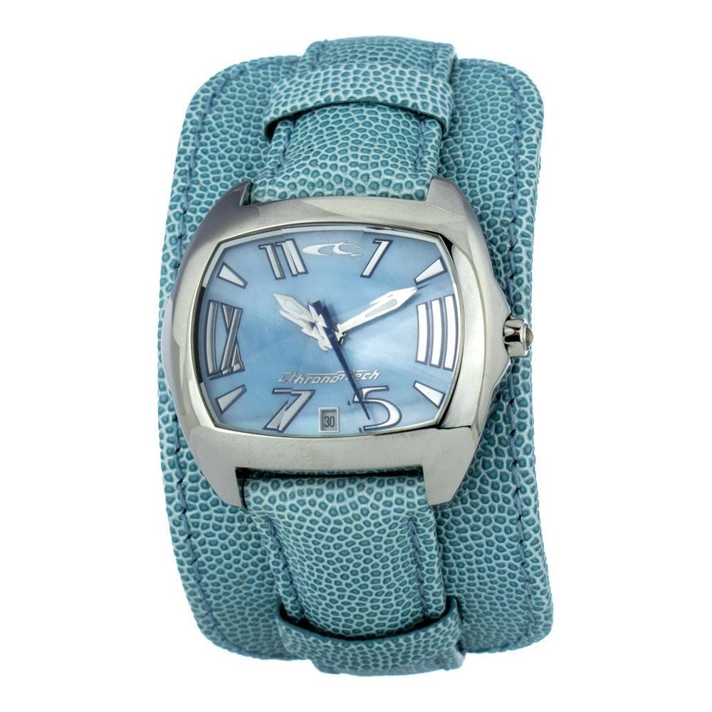 Chronotech Green Leather Dress Watch