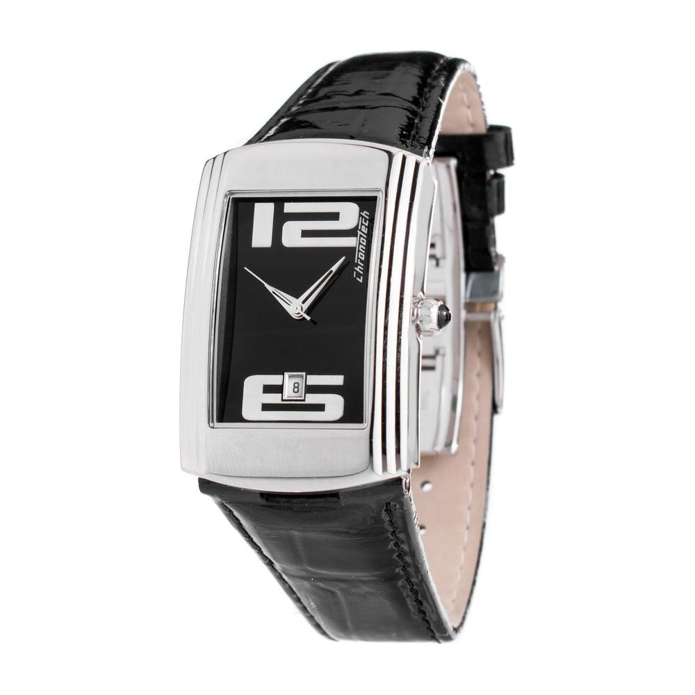 Chronotech Black Leather Watch Chronotech Dark Slate Gray