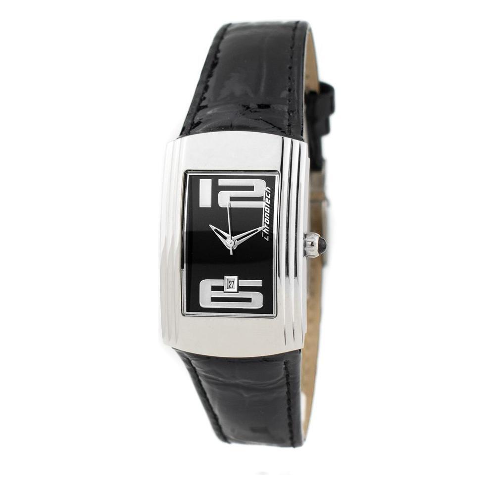 Chronotech Black Leather Dress Watch