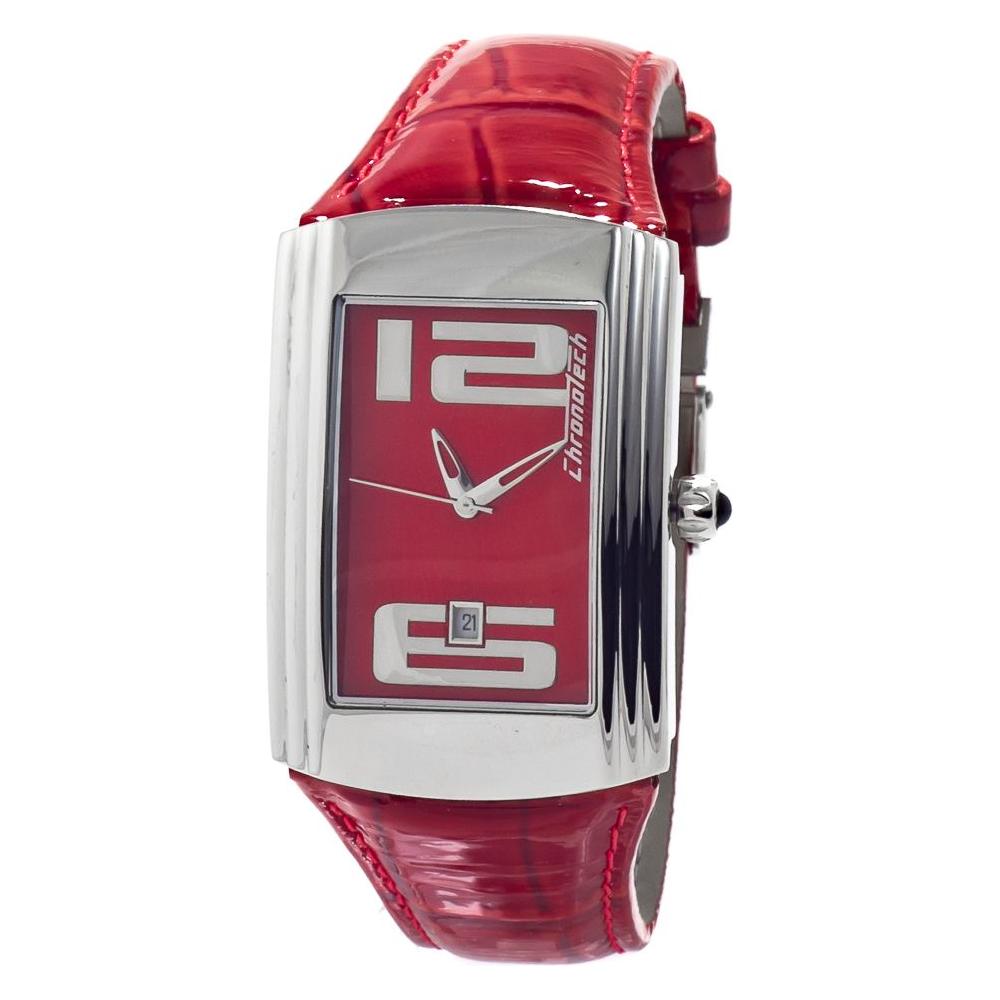 Chronotech Red Leather Watch Chronotech Maroon