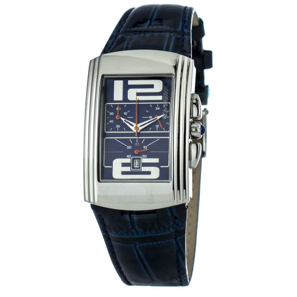 Chronotech Blue Leather Watch Chronotech Light Gray