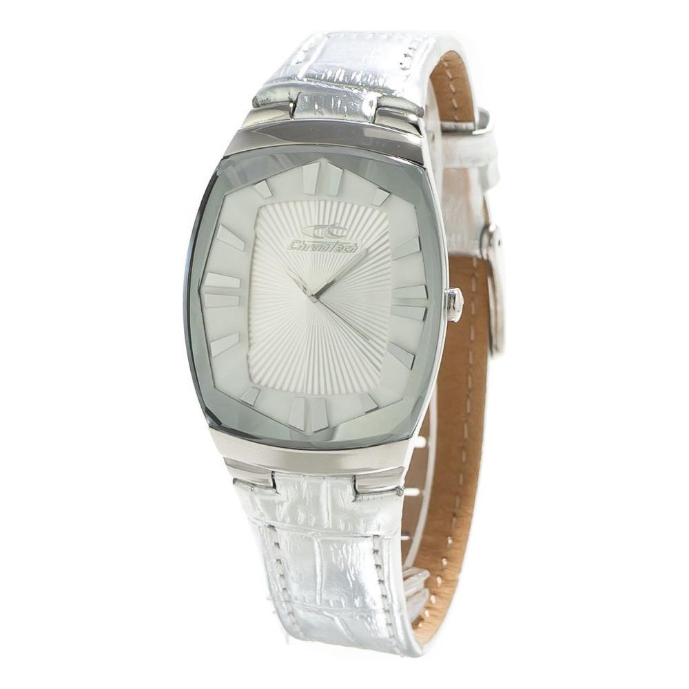 Chronotech Silver Leather Dress Watch