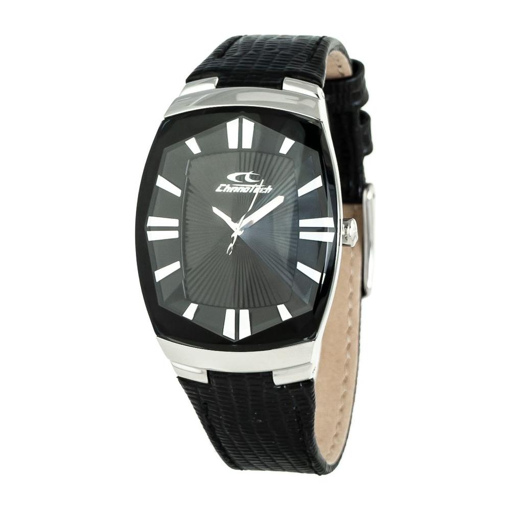 Chronotech Black Leather Watch Chronotech Dark Slate Gray