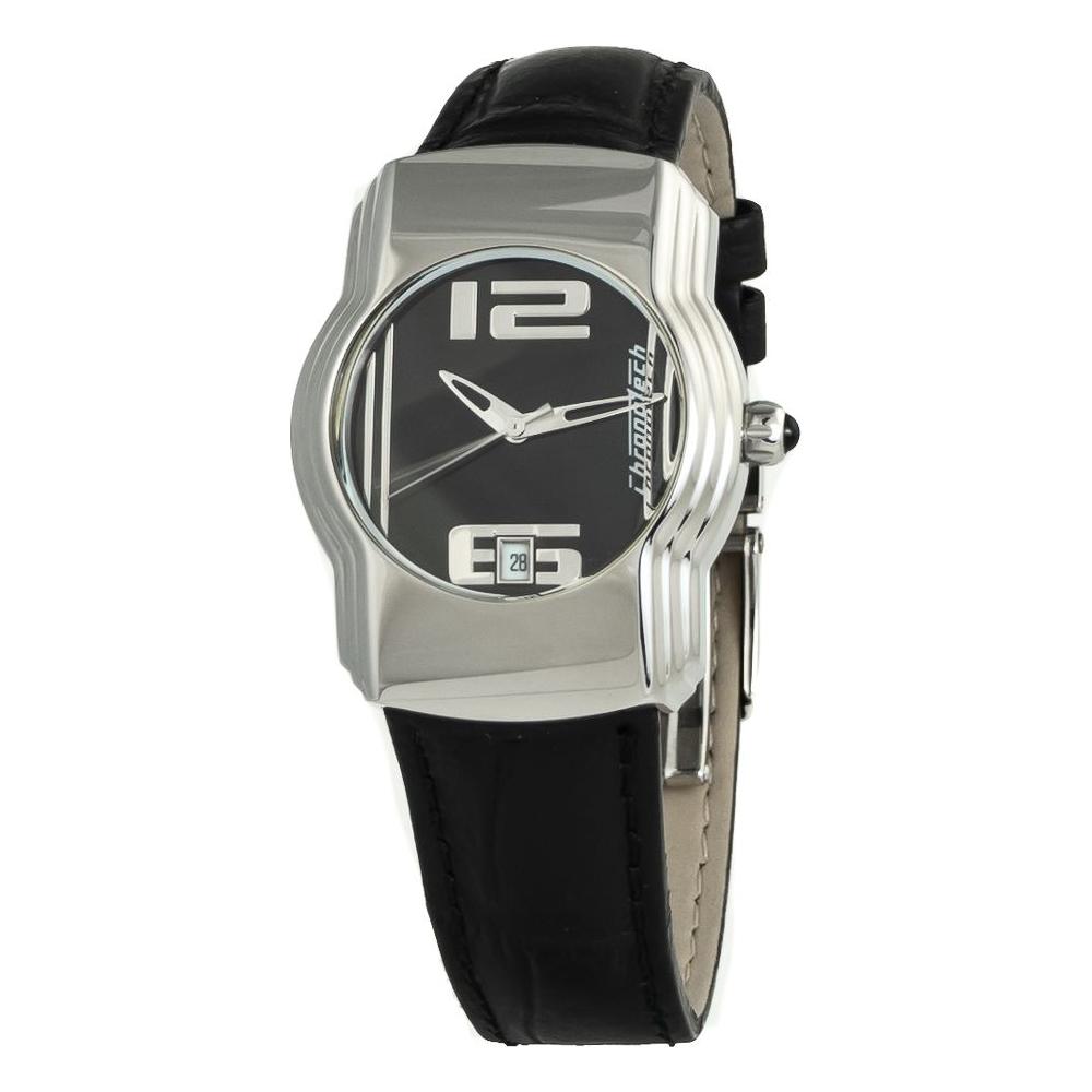 Chronotech Black Leather Watch Chronotech Dark Slate Gray