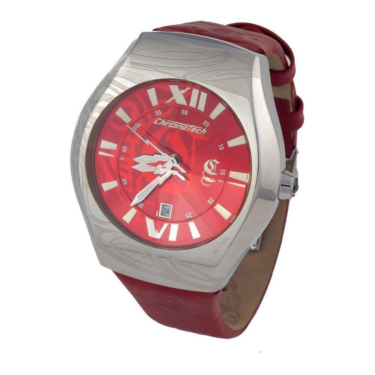Chronotech Red Leather Watch