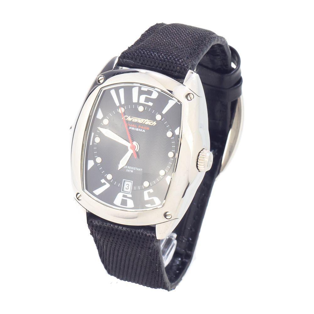 Chronotech Black Leather Watch