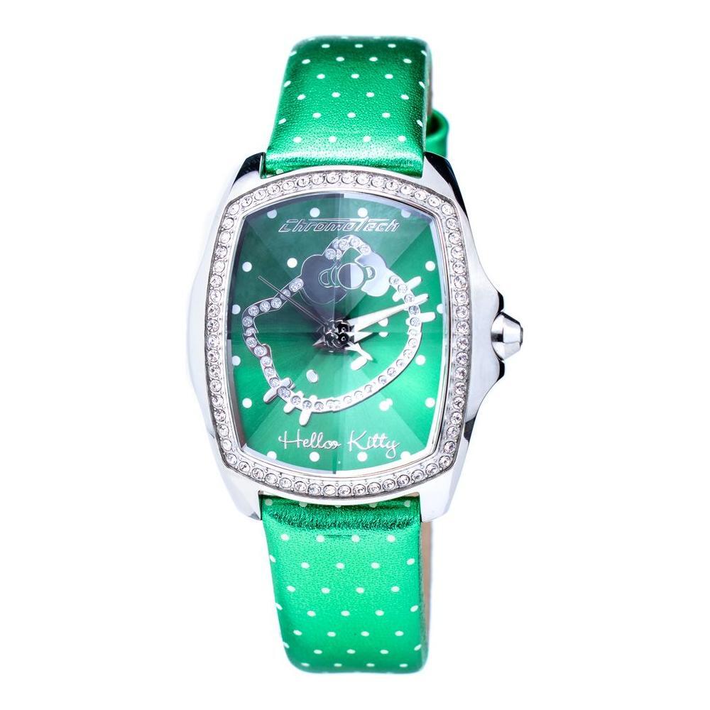 Chronotech Green Leather Dress Watch