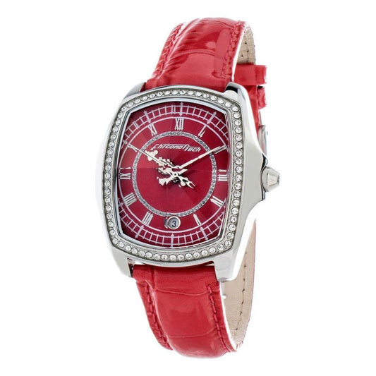 Chronotech Silver Leather Watch