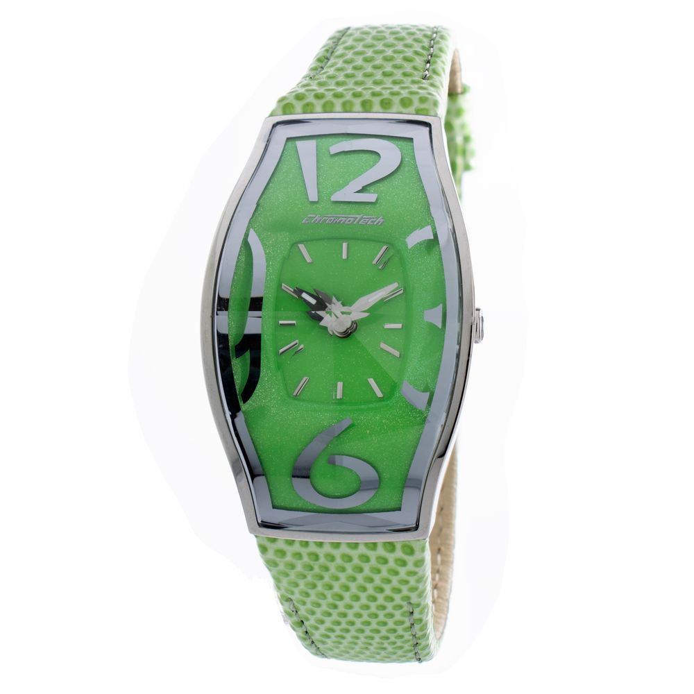 Chronotech Green Leather Dress Watch