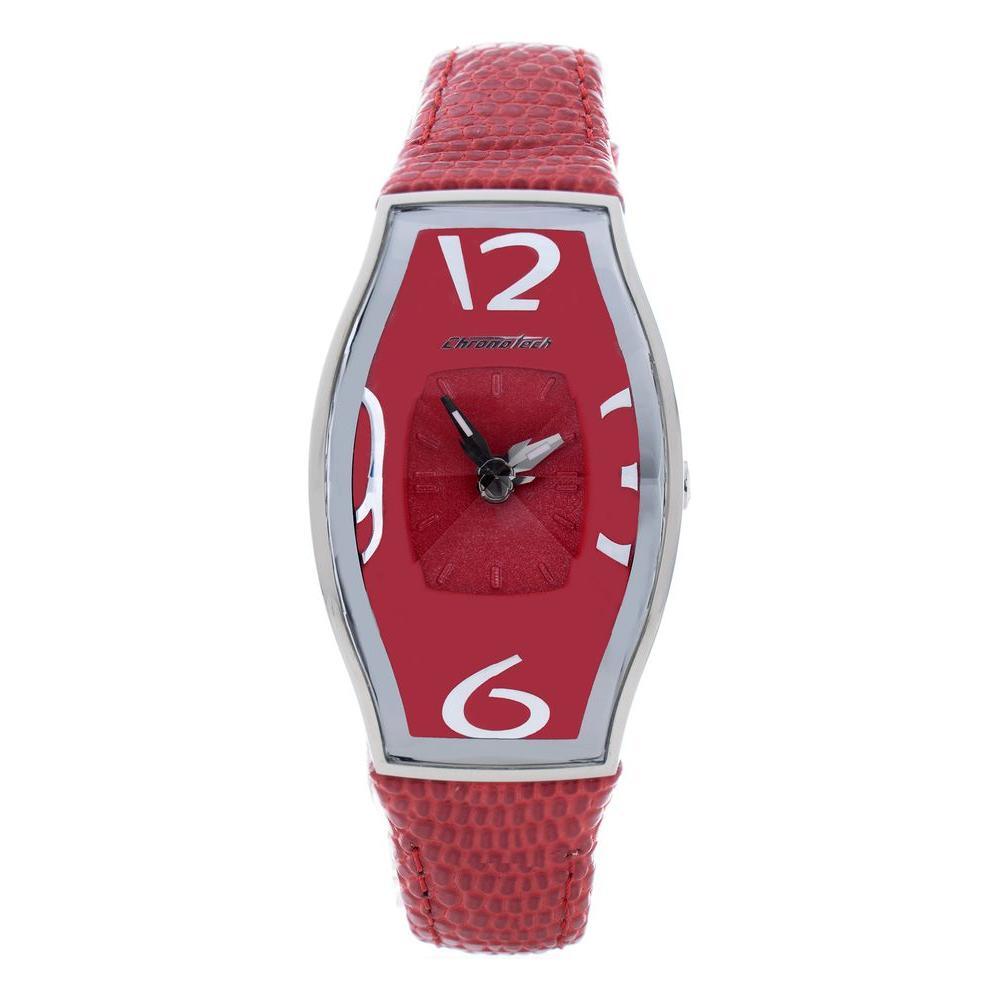 Chronotech Red Leather Dress Watch