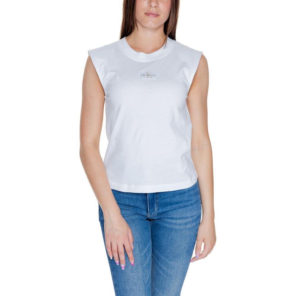 Calvin Klein Jeans White Cotton T-Shirt CA-14563900008-IT38|XS