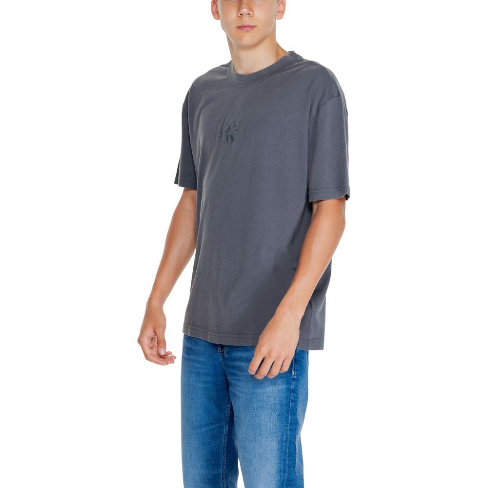 Calvin Klein Jeans Black Recycled Cotton T-Shirt Calvin Klein Jeans Dim Gray