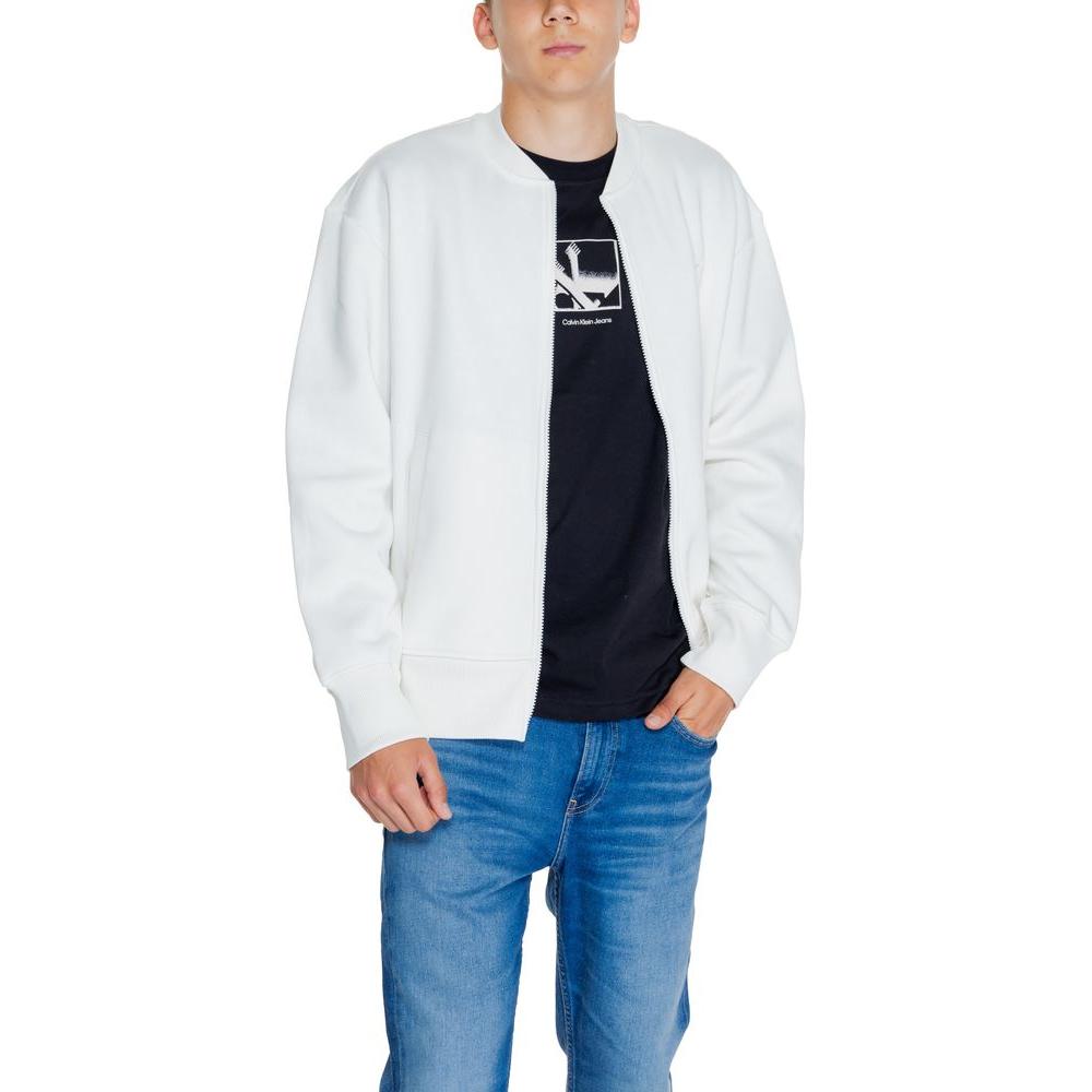 Calvin Klein Jeans White Recycled Cotton Sweater Calvin Klein Jeans Light Gray