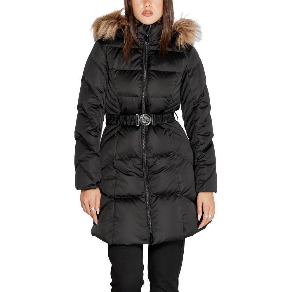 Guess Black Polyester Jackets & Coat Guess Dark Slate Gray