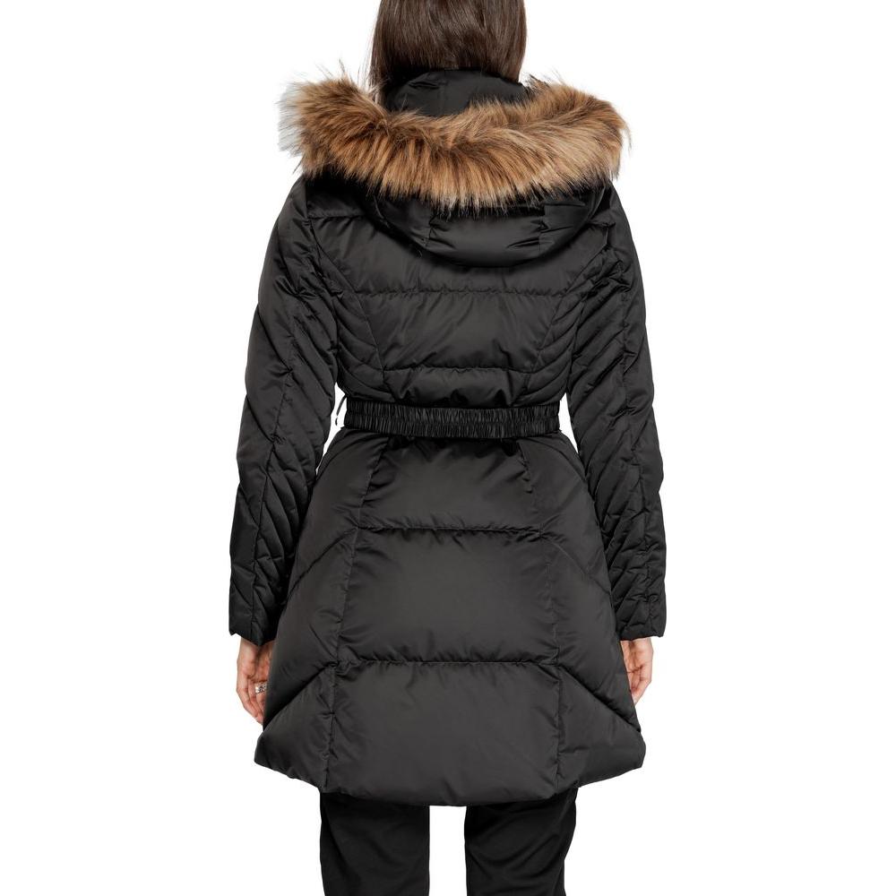 Guess Black Polyester Jackets & Coat Guess Dark Slate Gray