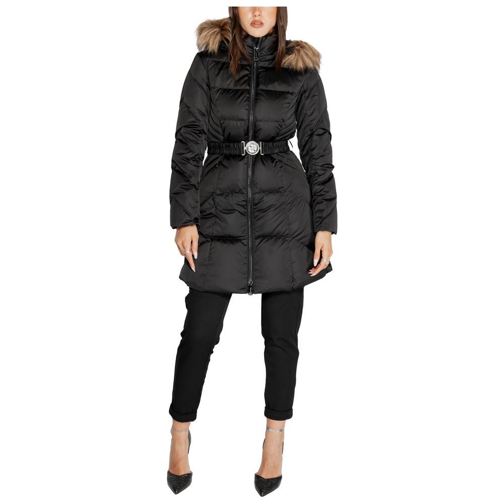 Guess Black Polyester Jackets & Coat Guess Dark Slate Gray