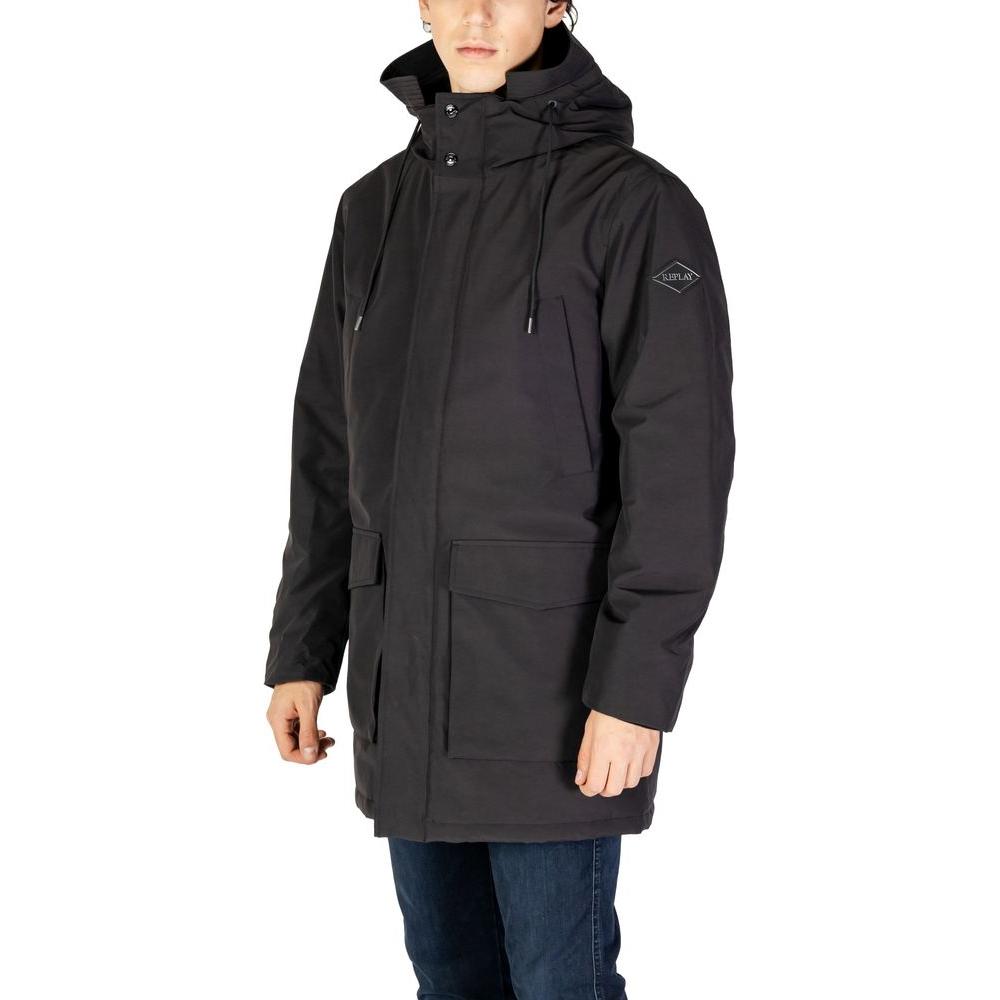 Replay Black Polyamide Jacket Replay Dark Slate Gray