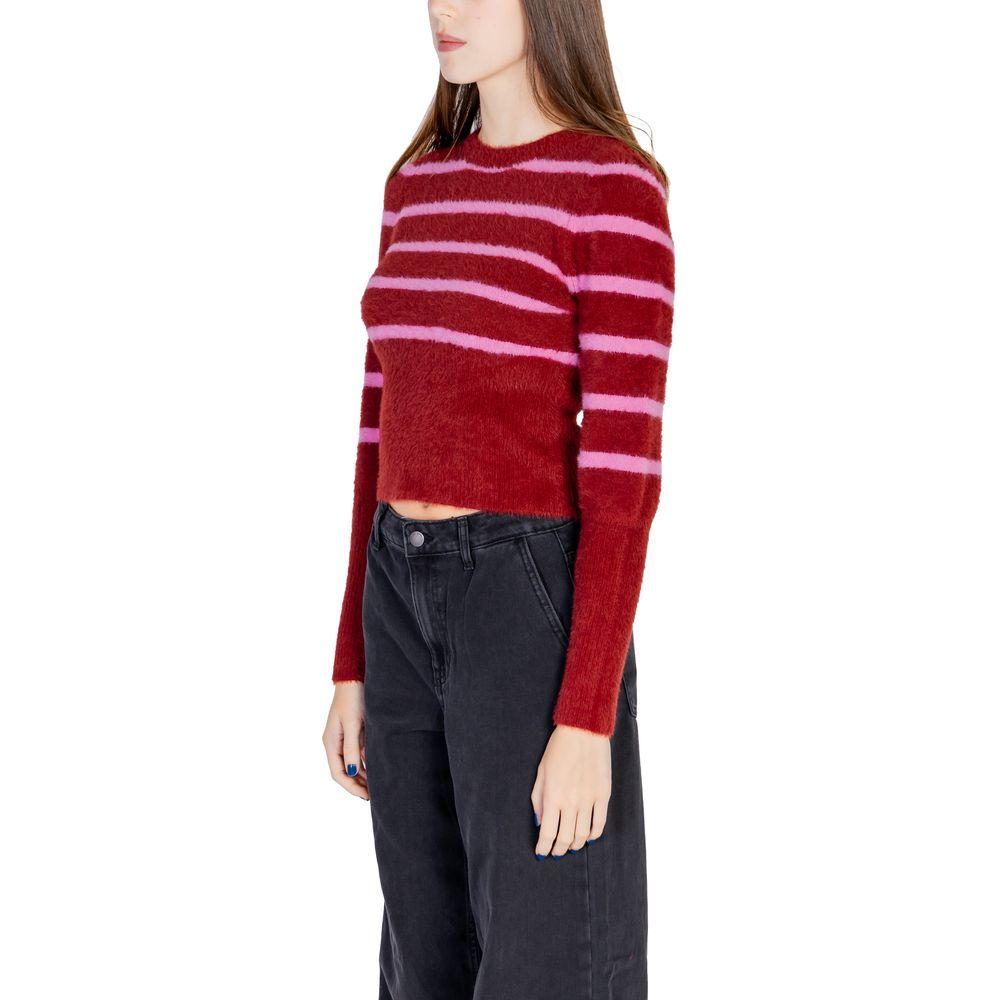 Only Red Nylon Sweater Only Dark Slate Gray
