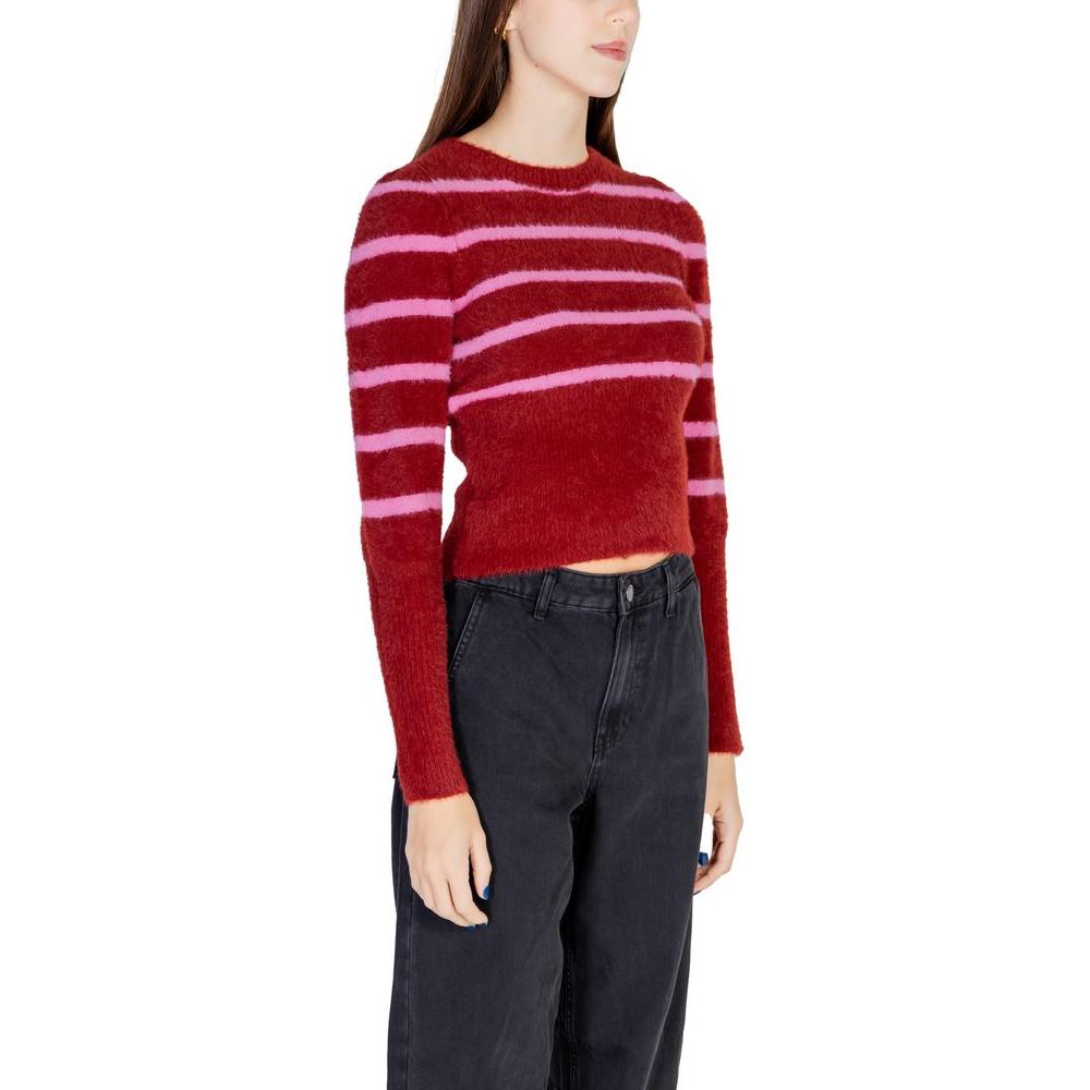 Only Red Nylon Sweater Only Dark Slate Gray