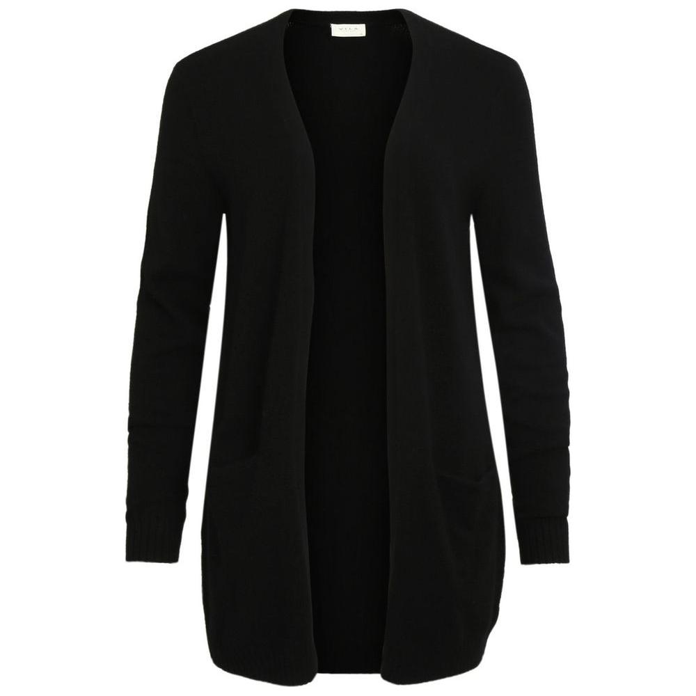 Vila Clothes Black Viscose Cardigan Vila Clothes Black