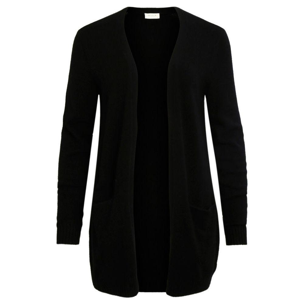 Vila Clothes Black Viscose Cardigan Vila Clothes Black