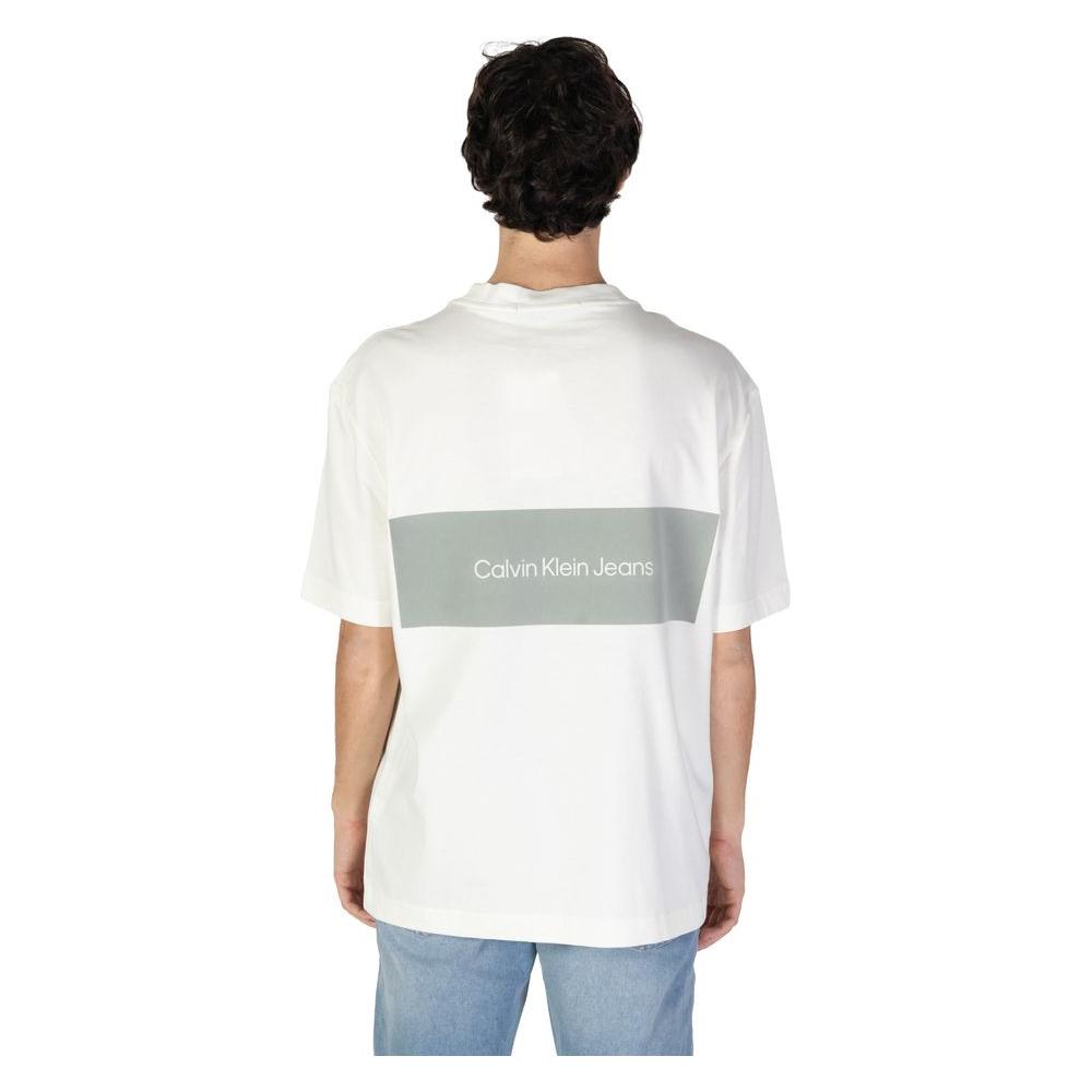 Calvin Klein Jeans Beige Recycled Cotton T-Shirt Calvin Klein Jeans Light Gray