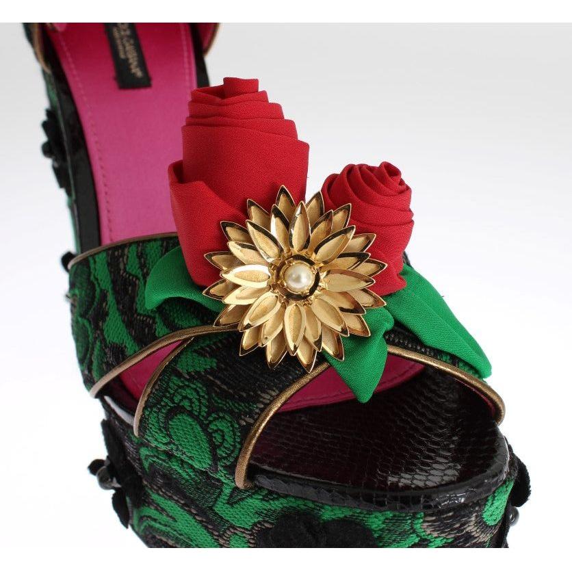 Dolce & Gabbana Enchanted Sicily Crystal Brocade Wedges Dolce & Gabbana Beige