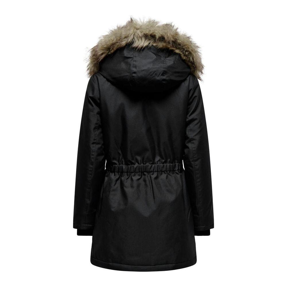 Only Black Polyester Jackets & Coat Only Black