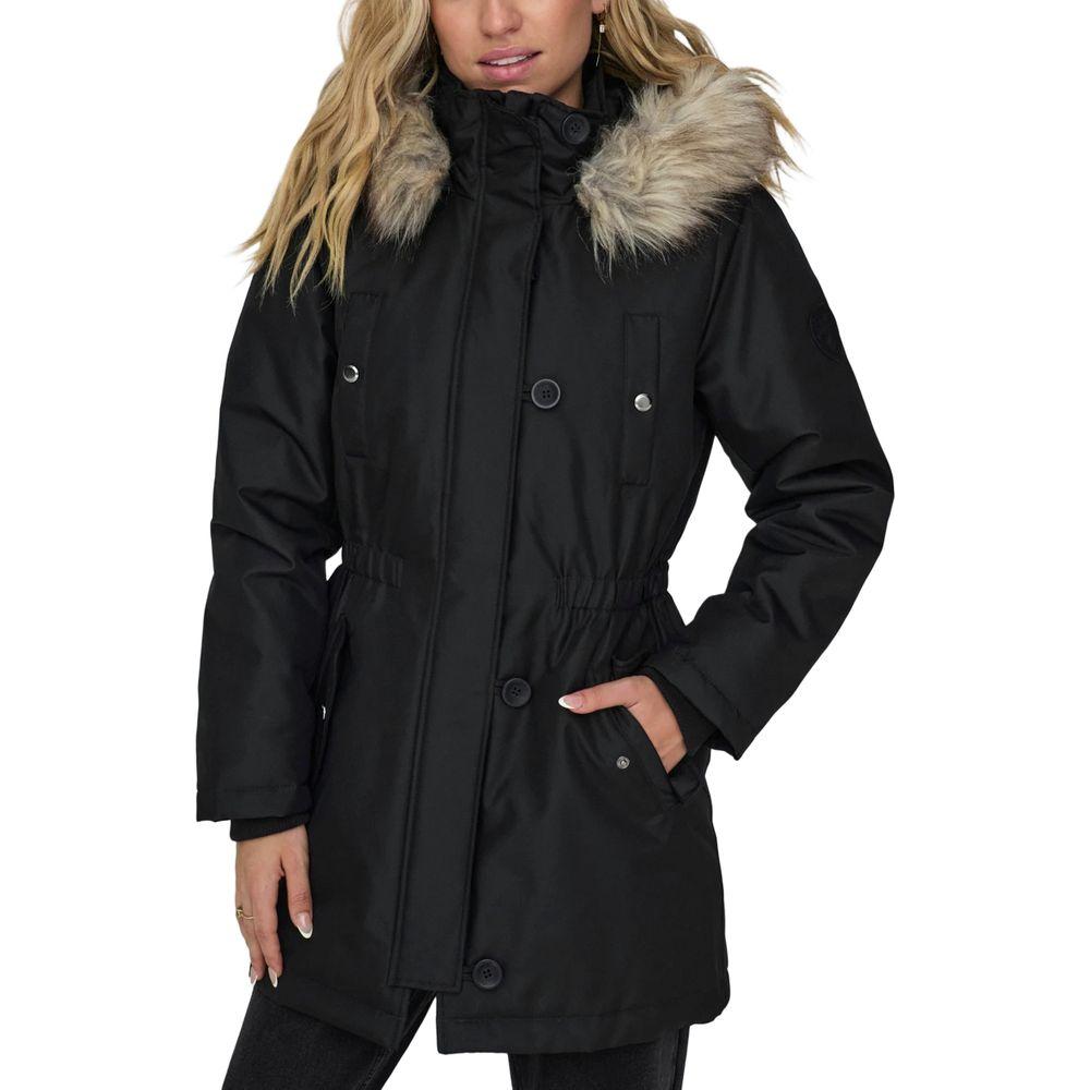 Only Black Polyester Jackets & Coat Only Black