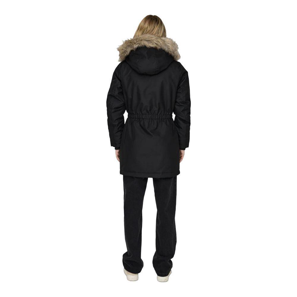 Only Black Polyester Jackets & Coat Only Black