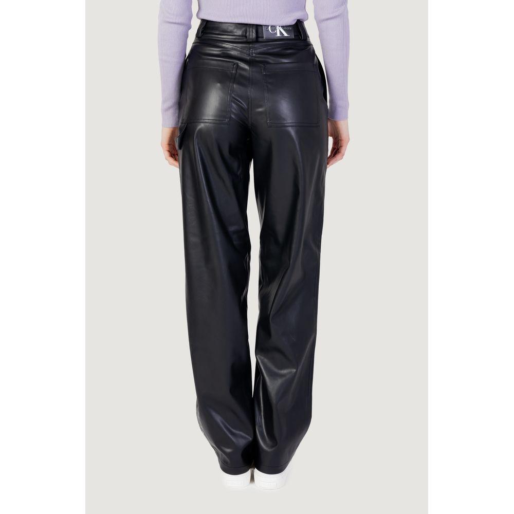 Calvin Klein Jeans Black Recycled Polyester Jeans & Pant Calvin Klein Jeans Light Gray