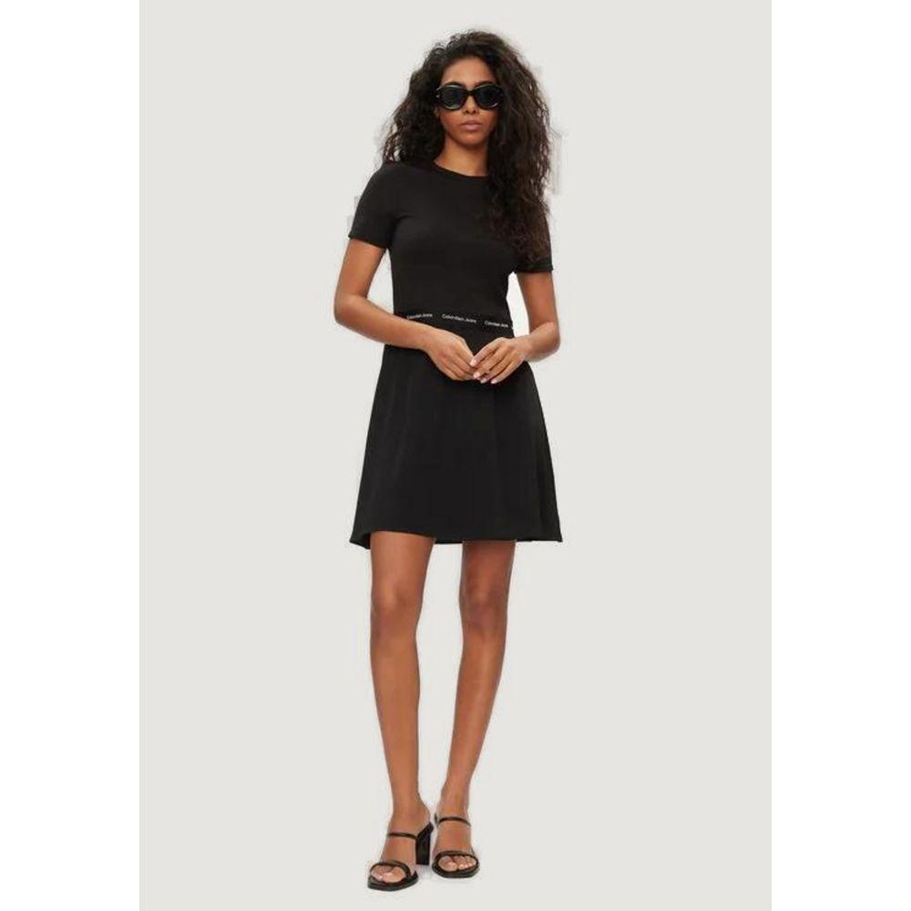 Calvin Klein Jeans Black Viscose Dress Calvin Klein Jeans Lavender