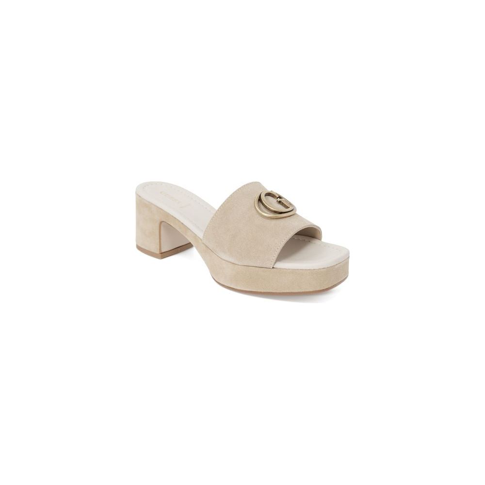 Guess Beige Suede Leather Sandal Guess Gray