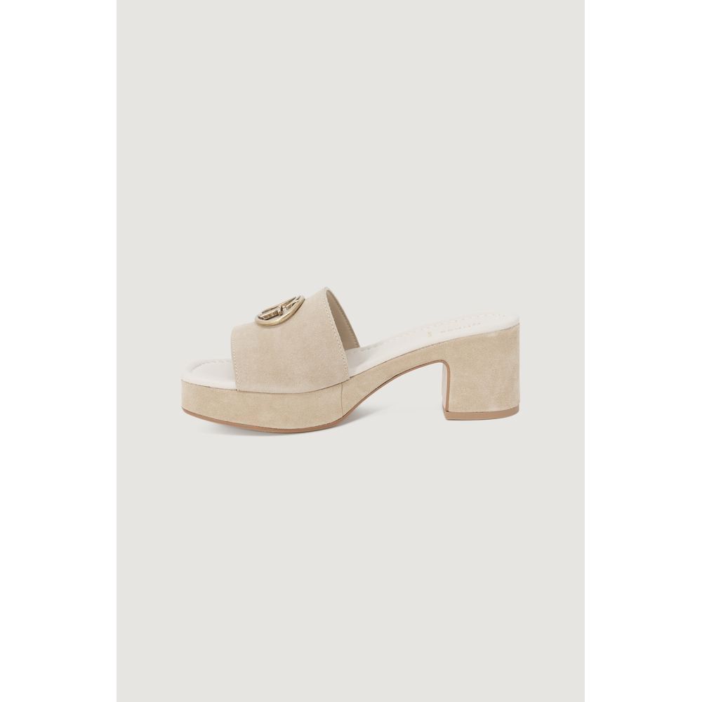 Guess Beige Suede Leather Sandal Guess Light Gray