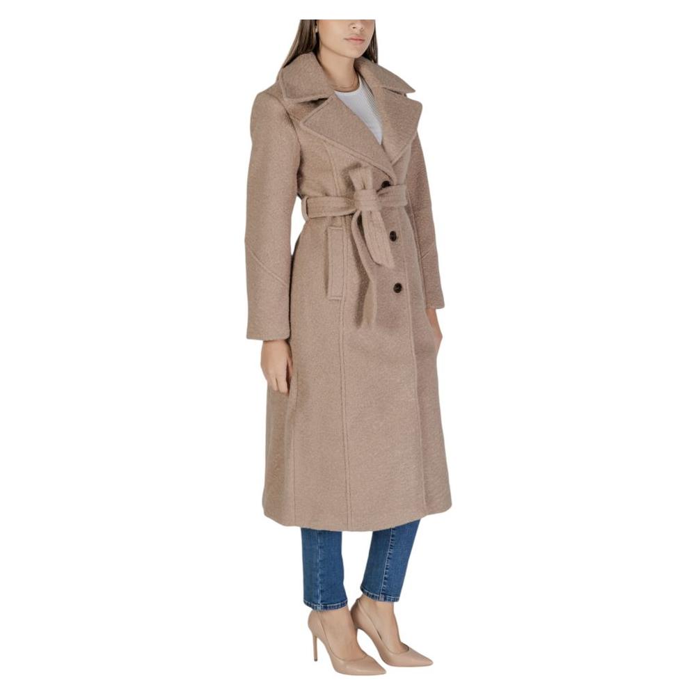Vila Clothes Beige Polyester Jackets & Coat Vila Clothes Rosy Brown