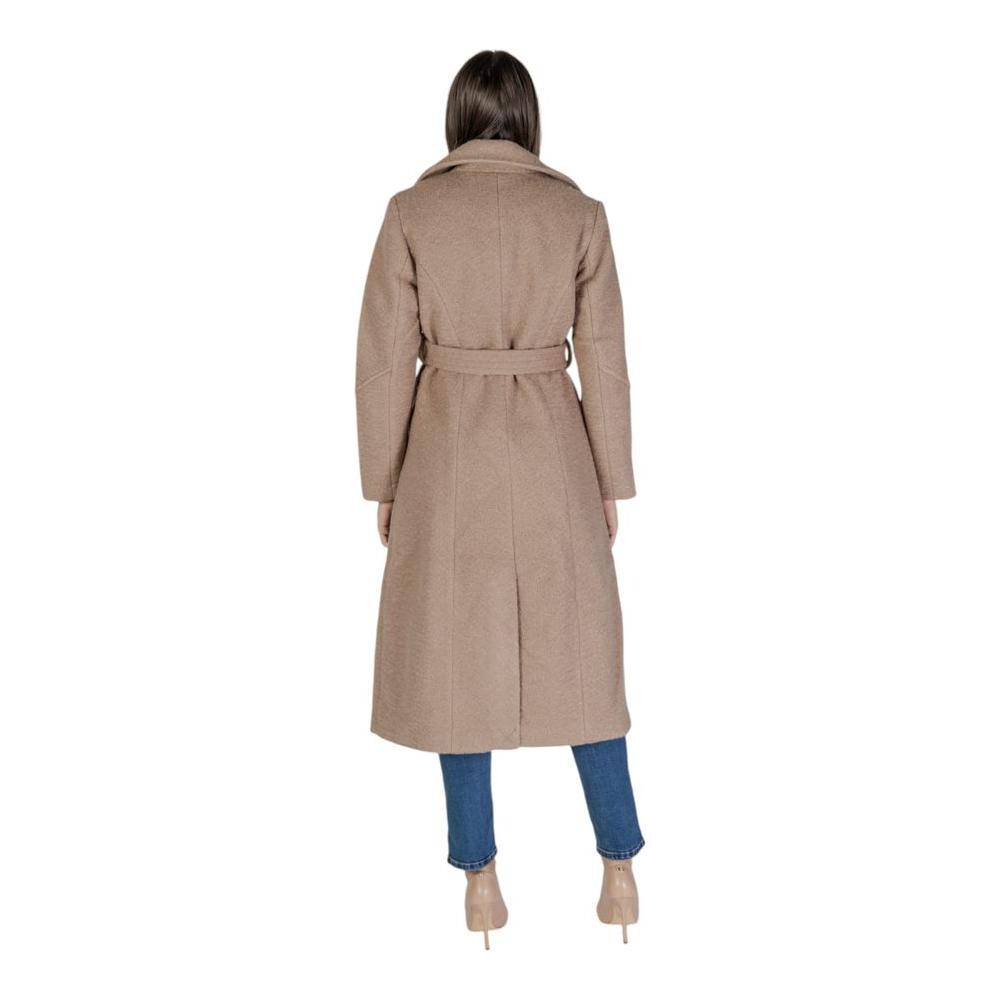 Vila Clothes Beige Polyester Jackets & Coat Vila Clothes Rosy Brown