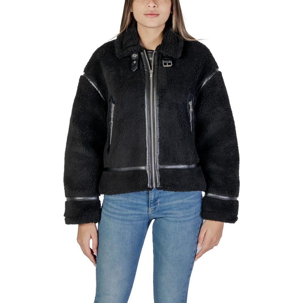 Only Black Polyester Jackets & Coat Only Black