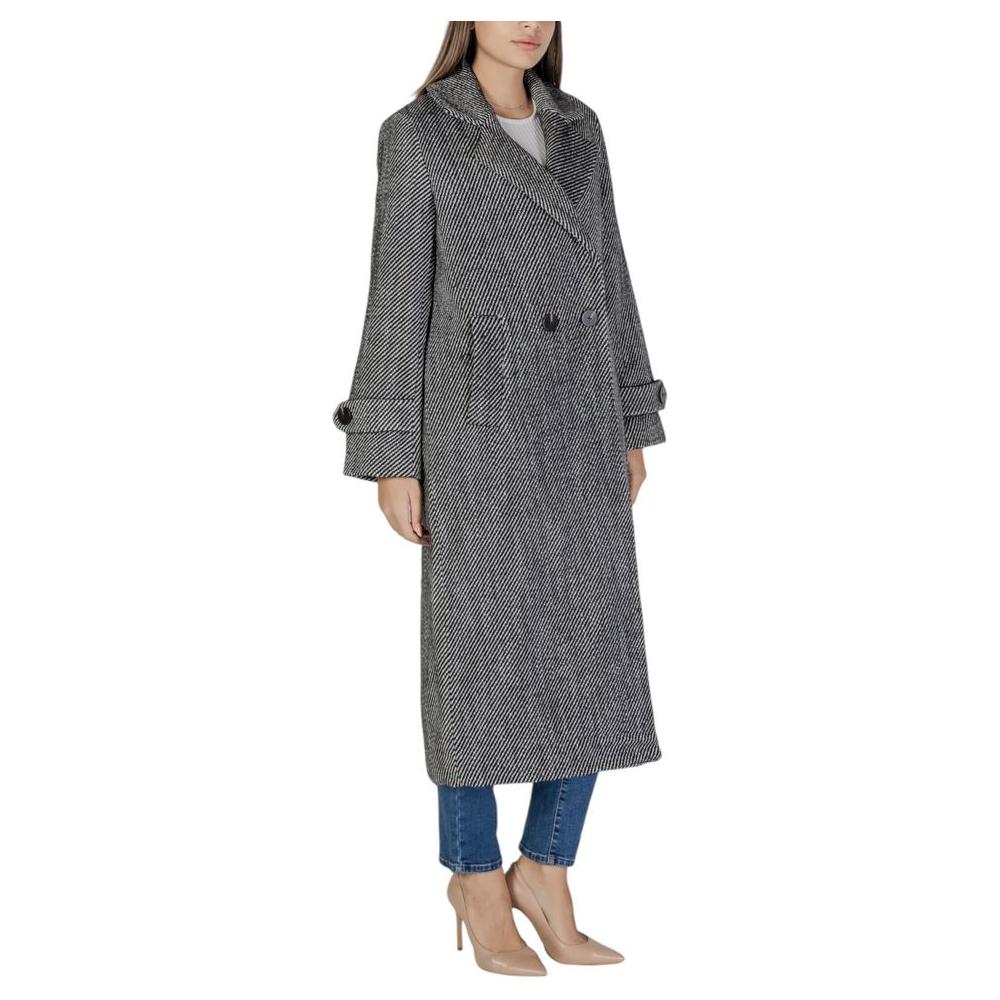 Vila Clothes Black Polyester Jackets & Coat Vila Clothes Dark Slate Gray