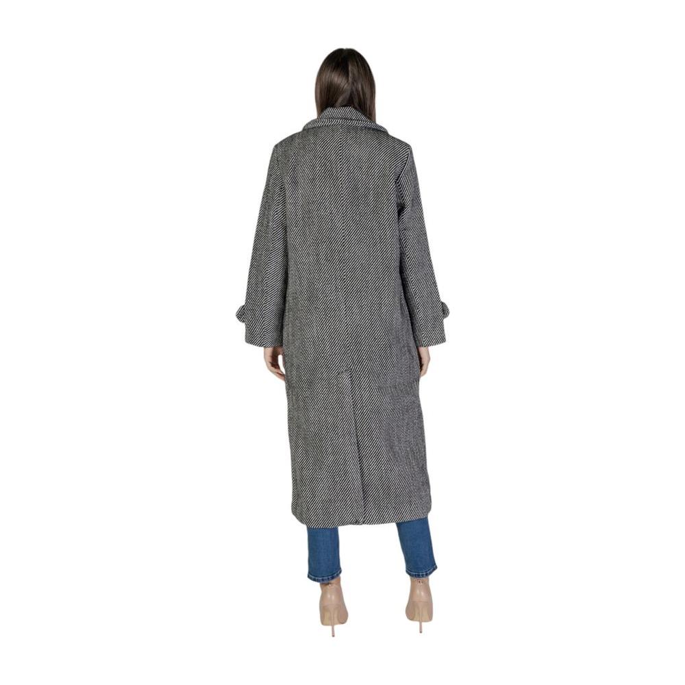 Vila Clothes Black Polyester Jackets & Coat Vila Clothes Dim Gray