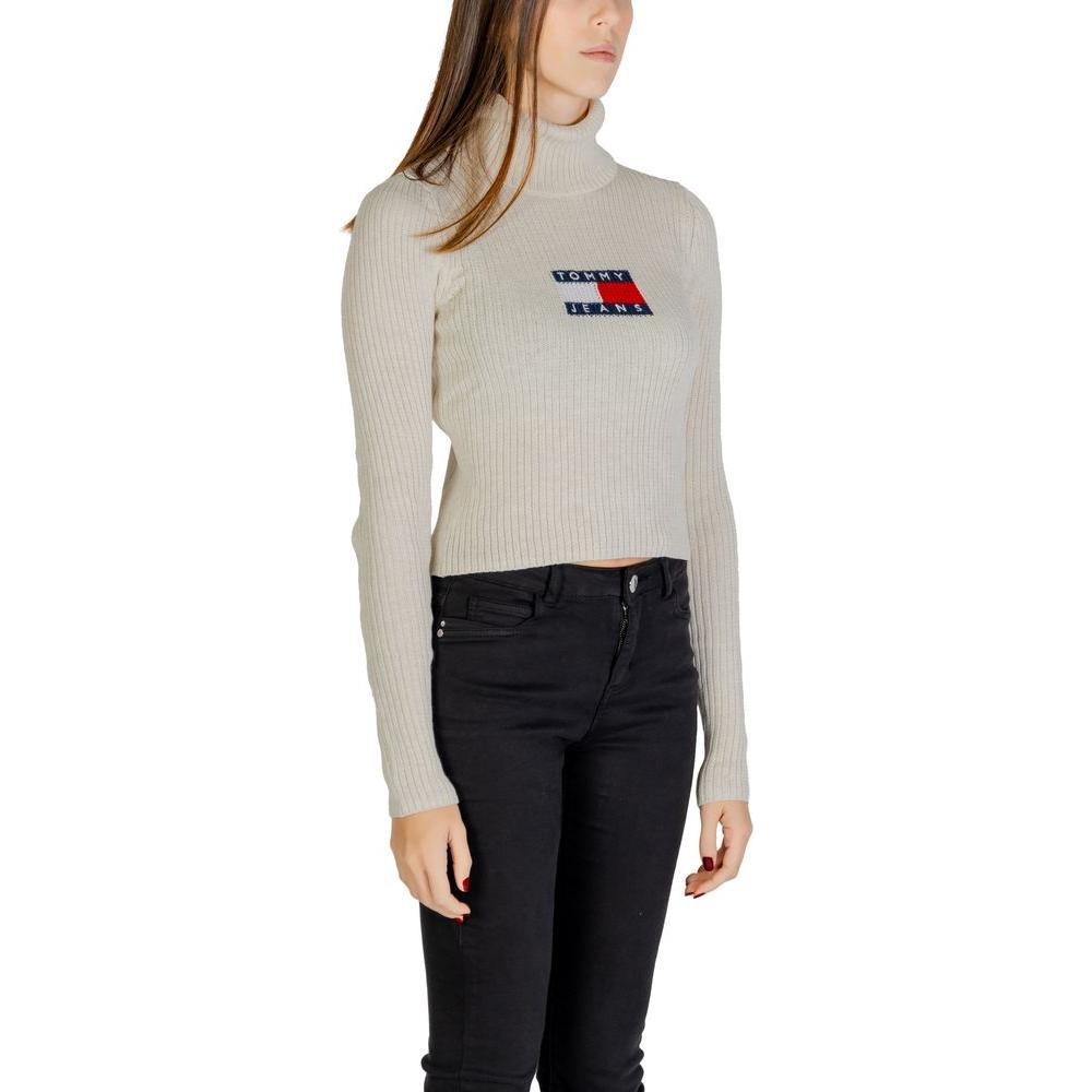 Tommy Hilfiger Jeans Beige Recycled Polyester Sweater Tommy Hilfiger Jeans Black